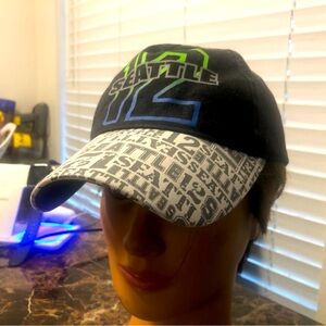 Seattle Seahawks #12 Women’s Black White Blue Baseball Cap Size Snapeback